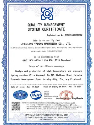 Certificat de Certificare a Sistemului de Management al Calității